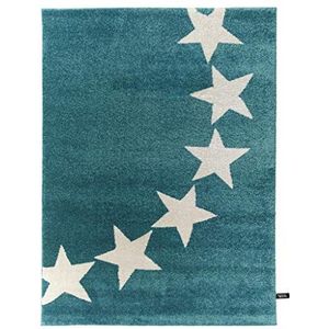 benuta Tapijt Avalon Stars Blauw 160x230 cm | Modern tapijt voor woon- en slaapkamer