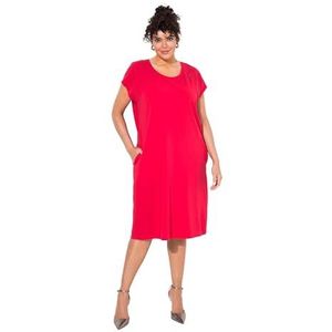 Ulla Popken Grote maten grote maten plus size jerseyjurk, hotfix detail op de hals, Lychee, 42-44