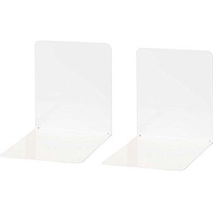 Wedo 1021100 boekensteun (van metaal, brede uitvoering, 14 x 12 x 14 cm) 2 stuks, wit