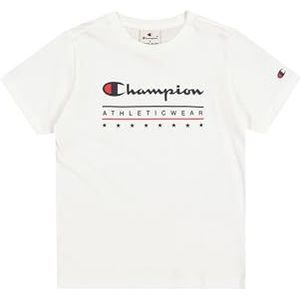 Champion Legacy Boy-Graphic Crewneck T-shirt voor jongens met groot logo, wit (Ww001), 11-12 Jaar
