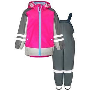 Playshoes Regenset, tweedelige 3-in-1 regenjas en regenbroek, fleecevoering, 3-in-1 roze-grijs fleece, 140
