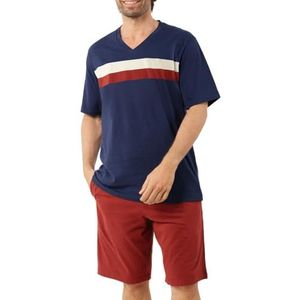 EMINENCE - Korte Pyjama - Kastanje en Terracotta - Jersey - Katoen