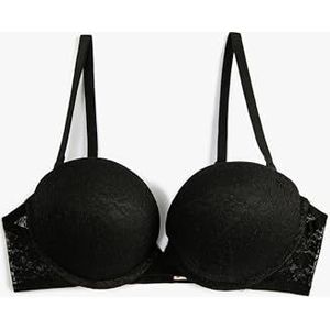 Koton Dames Underwired Padded Uplift Lacy Bra, zwart (999), 75A