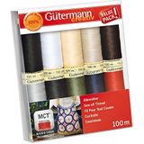 Gutermann Creativ Allesnaaigaren - Set van 10 spoelen van 100 m, 100% polyester, hand- en machinaal naaien, universeel, basiskleuren