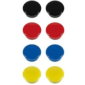 Westcott Zelfklevende magneten 8-pack, 15 mm, rond, elk 2x zwart, rood, blauw, geel, E-10807 00