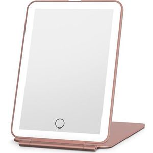 FUNTOUCH USB Oplaadbare Make-upspiegel met 72 ledlampen, Draagbare Reisspiegel met Licht, 3 Kleuren, Verstelbare Helderheid, Dimbaar Touchscreen, Cosmetische Tafelspiegel met Verlichting (rosé goud)