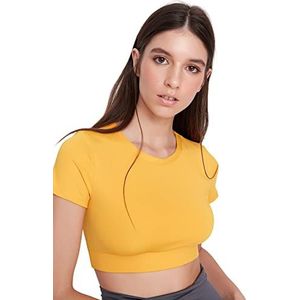 Trendyol Vrouwen Sportkleding Getailleerde Standaard Ronde Hals Gebreide Blouse, Abrikoos, L