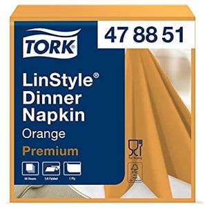 Tork LinStyle® Dinnerservet Oranje, 1/4-vouw 1-laags, 39 x 39 cm, 12 x 50 servetten, 478851