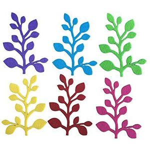 Petra's Knutsel-News knutselartikel 12 x bladerrank van vilt, elk 2 stuks in 6 verschillende viltkleuren, kleurrijk