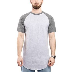 Blackskies Heren Round Basic Baseball Longshirt T-shirt, Asgrijs-zilvergrijs, S