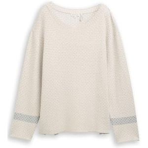Tom Tailor - Gebreide Trui - Beige Melange - Mini Argyle - Lange Mouwen