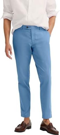 Chino - Blauw - Katoen - Steekzakken - Ritssluiting - Riemlussen