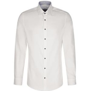 Seidensticker Zakelijk overhemd voor heren, slim fit, stretch, kent-kraag, lange mouwen, katoenmix, wit, 45