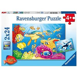 Ravensburger Kinderpuzzle - 07815 Kunterbunte Unterwasserwelt - Puzzle für Kinder ab 4 Jahren, mit 2x24 Teilen