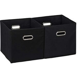 Relaxdays opbergbox stof - set van 2 - opvouwbaar - opbergmand - 30 cm - kast organizer - zwart