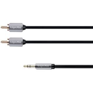 Kabel stekker jack 3.5-2RCA stereo 3.0m Kruger&Matz KM0311 vergulde stekker