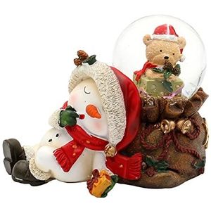 Dekohelden24 Prachtige sneeuwbol, sneeuwpop met geschenkzakje en teddybeer, afmetingen L/B/H/Ø bal: ca. 10 x 7 x 6 cm/Ø 4,5 cm