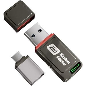 SALCAR CarPlay Draadloze adapter voor iPhone en Android, 2 in 1, 2025 upgrade, dual-band 5,8 GHz autodongle, stabiele Android auto-adapter, ultrabrede compatibiliteit voor voertuigen vanaf bouwjaar