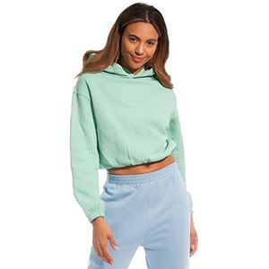Light & Shade LSLSWT021 Dames Cropped Hooded Top, Mint, Small