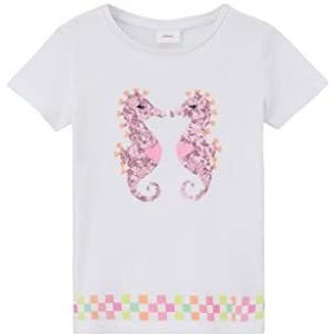 s.Oliver T-shirt voor meisjes met pailletten, wit 0100, 104/110 cm