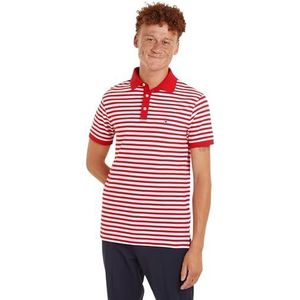 Tommy Hilfiger Heren 1985 Slim Polo S/S Polo's, Rood, M, Primair Rood/Wit, M
