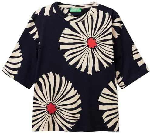 UNITED COLORS OF BENETTON - Shirt - Navy - Lichtrood - Offwhite