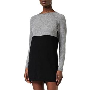 ONLY Onllillo L/S Dress KNT Noos Jurk voor dames, Medium Grey Melange/Stripes:w Black, M