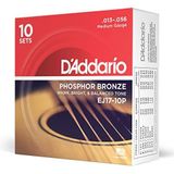 D'Addario Gitaarsnaren, westerngitaar, akoestische gitaar, akoestische gitaar, akoestische gitaarsnaren, EJ17-10P, fosforbrons, medium (13-56), verpakking van 10 stuks