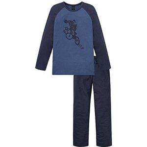 Schiesser Jongenspak lange tweedelige pyjama, blauw (jeansblauw 816), 140 cm