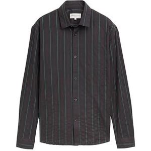 TOM TAILOR Denim heren overhemd, 37856 - Coal Grey Structured Stripe, XXL