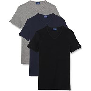 Navigare Heren 570 Sport T-Shirt Pack van 3, meerkleurig (grijs/zwart/navigatie), S