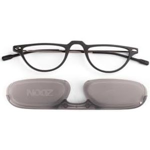 Nooz Moon Leesbril, halve maan, voor dames en heren, ultralicht frame, ultracompact etui, 5 dioptrie, 3 kleuren, Zwart, Eén maat