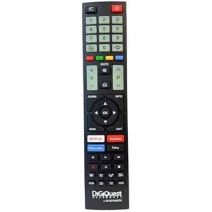 Digiquest Afstandsbediening compatibel met TV van het merk Telefoon, VESTEL en BEKO. Fluorescerende toetsen en speciale streaming-platforms. Reeds geconfigureerd en klaar voor gebruik
