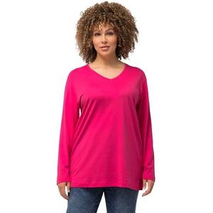 Ulla Popken Basic T-shirt met lange mouwen voor dames, Magentapink., 50-52
