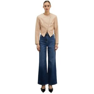 Motivi: Slim-Fit Blouson jas van imitatieleer met shaping-snijnaden Spring Summer 24, beige, 40