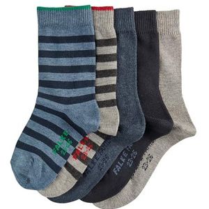 FALKE Boy's Boy Mixed Plain/Stripes 5-Pack Sokken - 94% Katoen, Meerdere kleuren, UK maten 3 (kid) - 8 (EU 19-42), Pack van 5 - Mixed designs multipack, huidvriendelijk, easy care