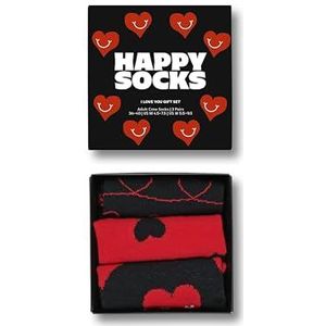Happy Socks I Love You Gift Box, Kleurrijke en Leuke, Sokken per bambini, Zwart-Rood-Wit (36-40)