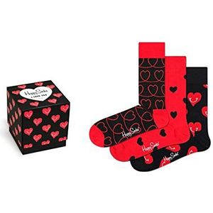 Happy Socks I Love You Gift Box, Kleurrijke en Leuke, Sokken per bambini, Zwart-Rood-Wit (36-40)