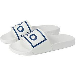 Polo Ralph Lauren Polo Slide Sandalen voor heren, Wit Licht Navy Polo, 42.5 EU