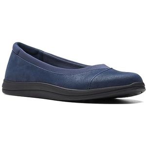 Clarks Breeze Ayla Ballet Flat voor dames, Marineblauw Synthetisch, 9 US