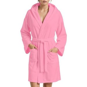 PETTI Artigiani Italiani - Badjas van microvezel, badjas voor heren, badjas van microvezel voor dames, roze, S, 100% microvezel
