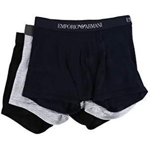 Emporio Armani Katoenen boxershort voor heren, 3-pack, Grijs/Navy/Zwart, M