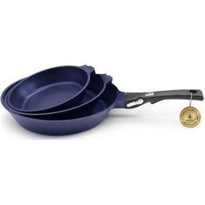 Laguiole - 3 pannen 20/24/28cm zwart non-stick blauw diamant inductie afneembare handgreep