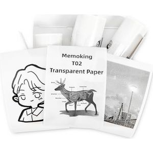 Memoking T02/Q02E/M02L Transparant Thermisch Papier - T02 Mini printer stickerpapier navulverpakking, 50mm x 3,5m, 20 jaar houdbaar, Stickerpapier voor dagboek, fotos, studienotities, 3 rollen