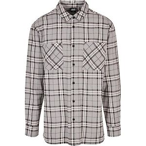 Urban Classics Heren Long Oversized Check Shirt, Grijs/Zwart, L, grijs/zwart, L