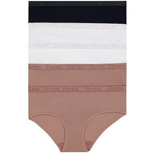 Hanes Dames Originals Ultra Supersoft Hipster Ondergoed, 5-Pack, Viscose van Bamboe Slipje, Aarden Tan/Wit/Zwart, M (Pack van 5), Aarden Tan/Wit/Zwart, M