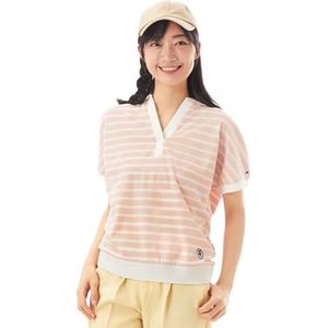 Tommy Hilfiger Dames RLX Lyocell SMD Polo Ss S/S polo's, roze, L, Bretons Ecru/Whimsy Roze, L