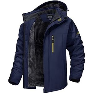 Magcomsen Winterjas, voor heren, met fleece gevoerd, ski-jack, winddicht, waterdicht, verdikt, functionele jas met afneembare capuchon