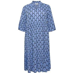Kaffe Curve Damesjurk, Blauw/Zwart Graphic Print, 40/Grote maten