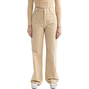 DeFacto Casual gebreide broek voor dames, joggingbroek - standaard pasvorm joggingbroek dames joggingbroek, joggingpak vrouw, beige, 42